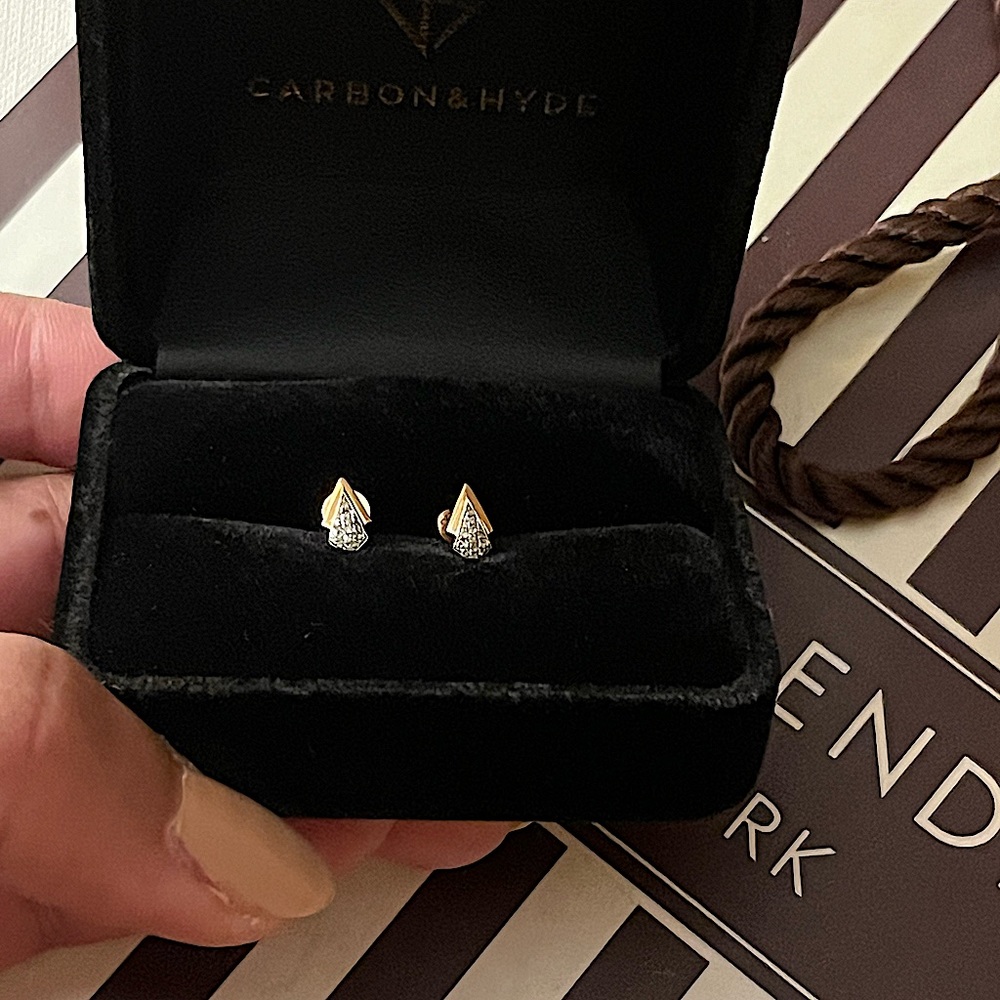 SHAY Jewelry 18k Rose Gold & Pave Diamond Studs *Rare And Discontinued*